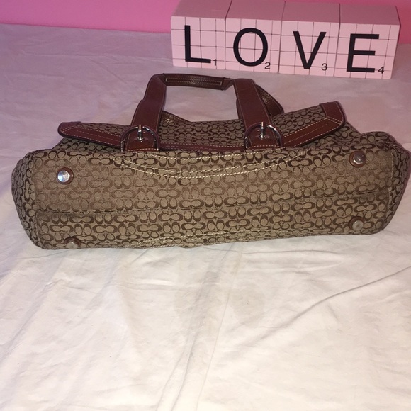 Coach Soho Brown Signature Flap Jacquard Leather Satchel F12312 - Picture 12 of 14